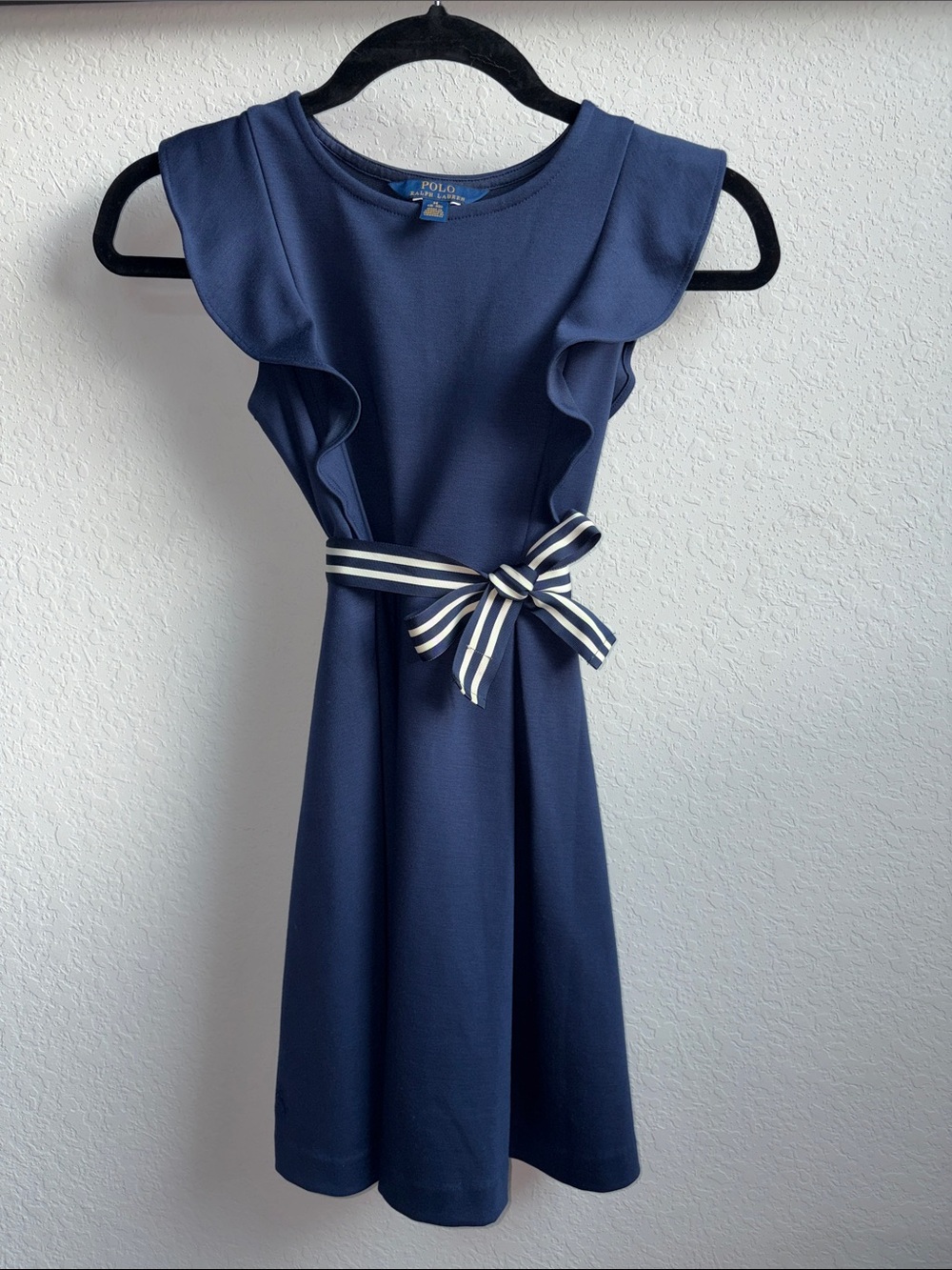 Polo by Ralph Lauren Navy Dress with Striped Bow Ribbon